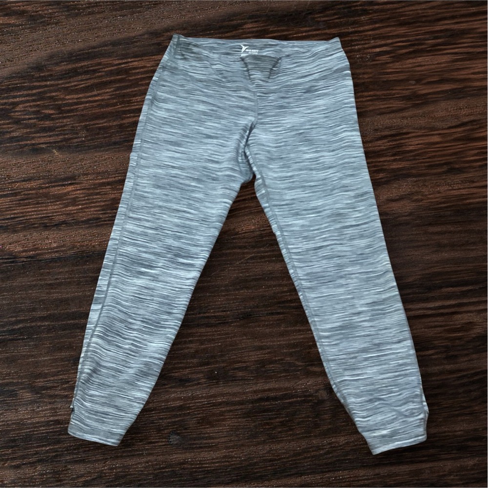 Old Navy Active Go-Dry Gray Space Dye Strappy Cuff Leggings Womens Large